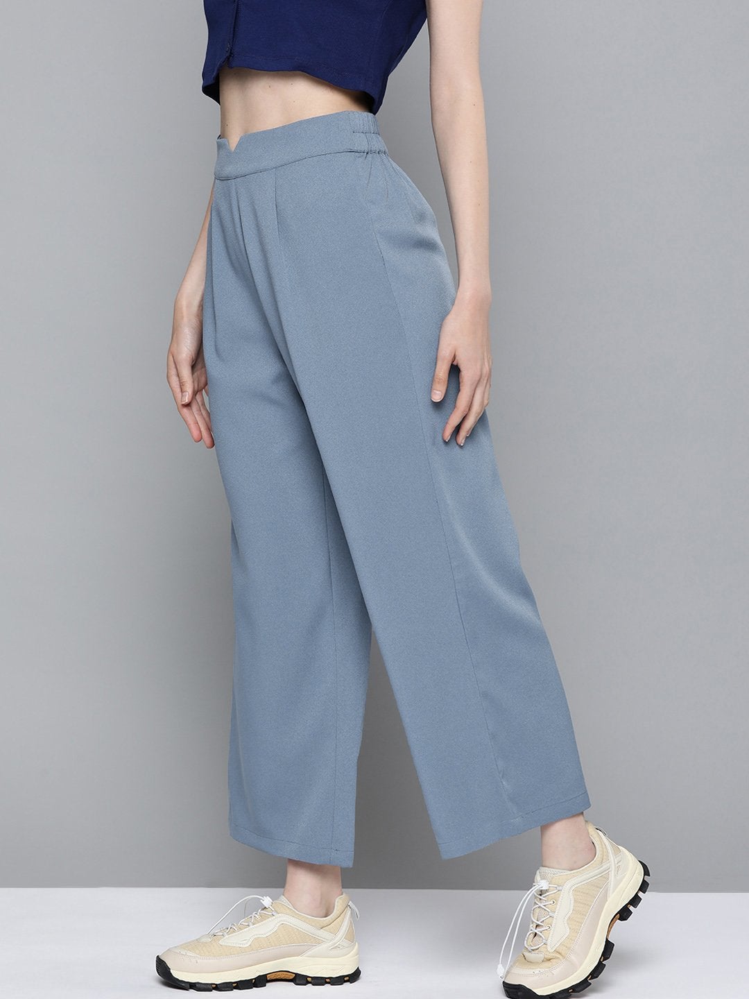 Women's Blue Flared Palazzo Pants