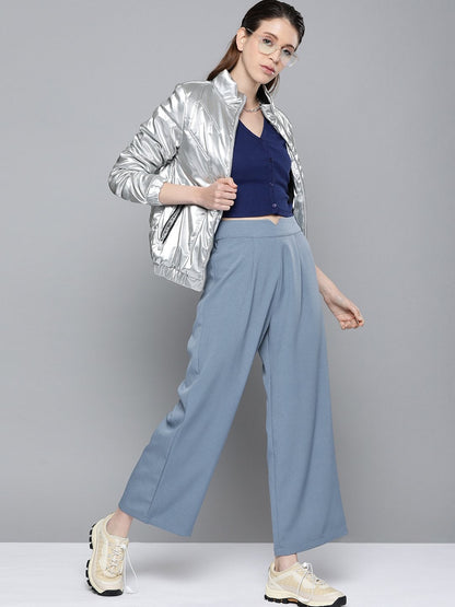 Women's Blue Flared Palazzo Pants
