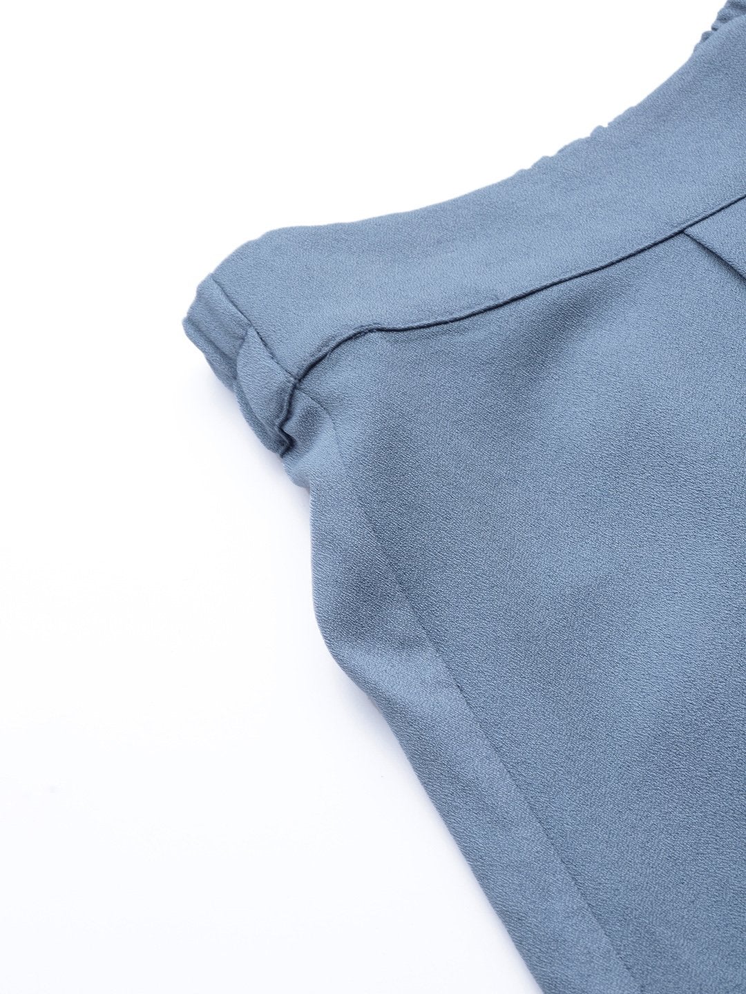 Women's Blue Flared Palazzo Pants