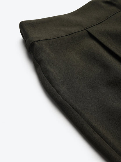 Women's Olive Flared Palazzo Pants