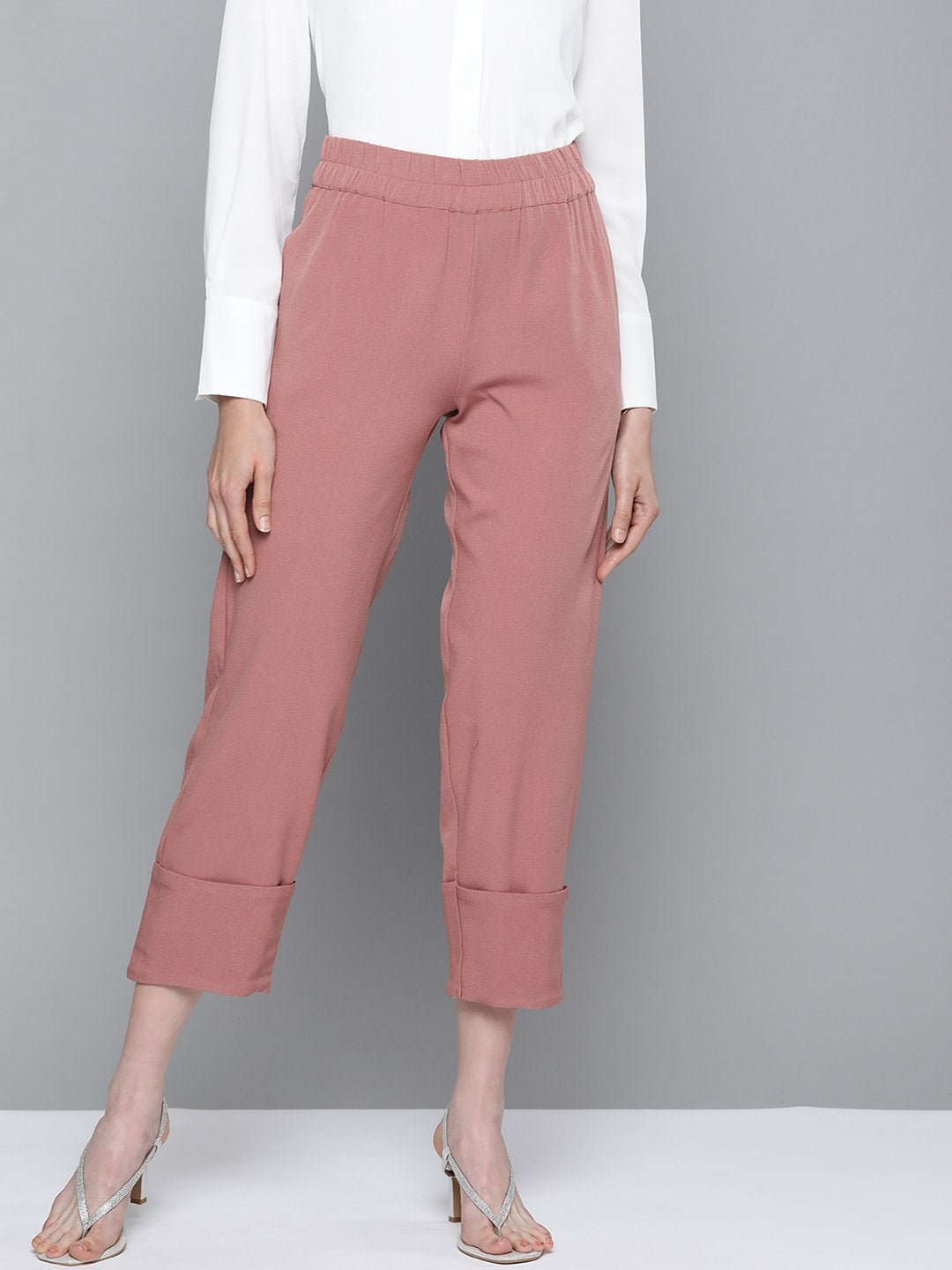 Women's Pink Roll Up Pants