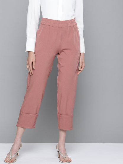 Women's Pink Roll Up Pants