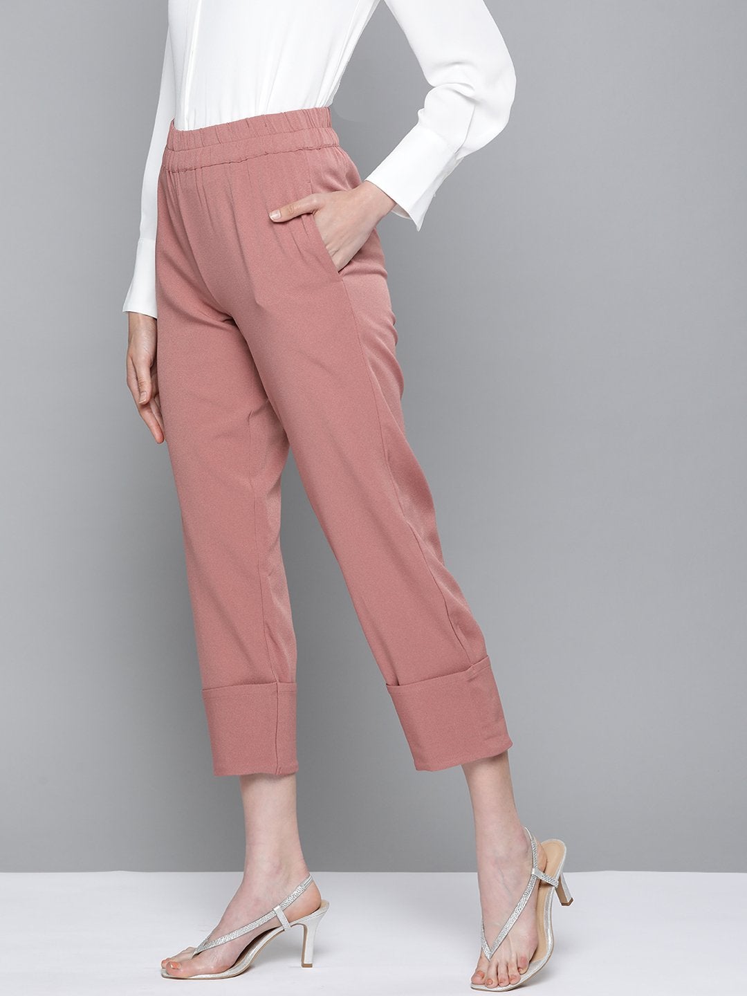 Women's Pink Roll Up Pants