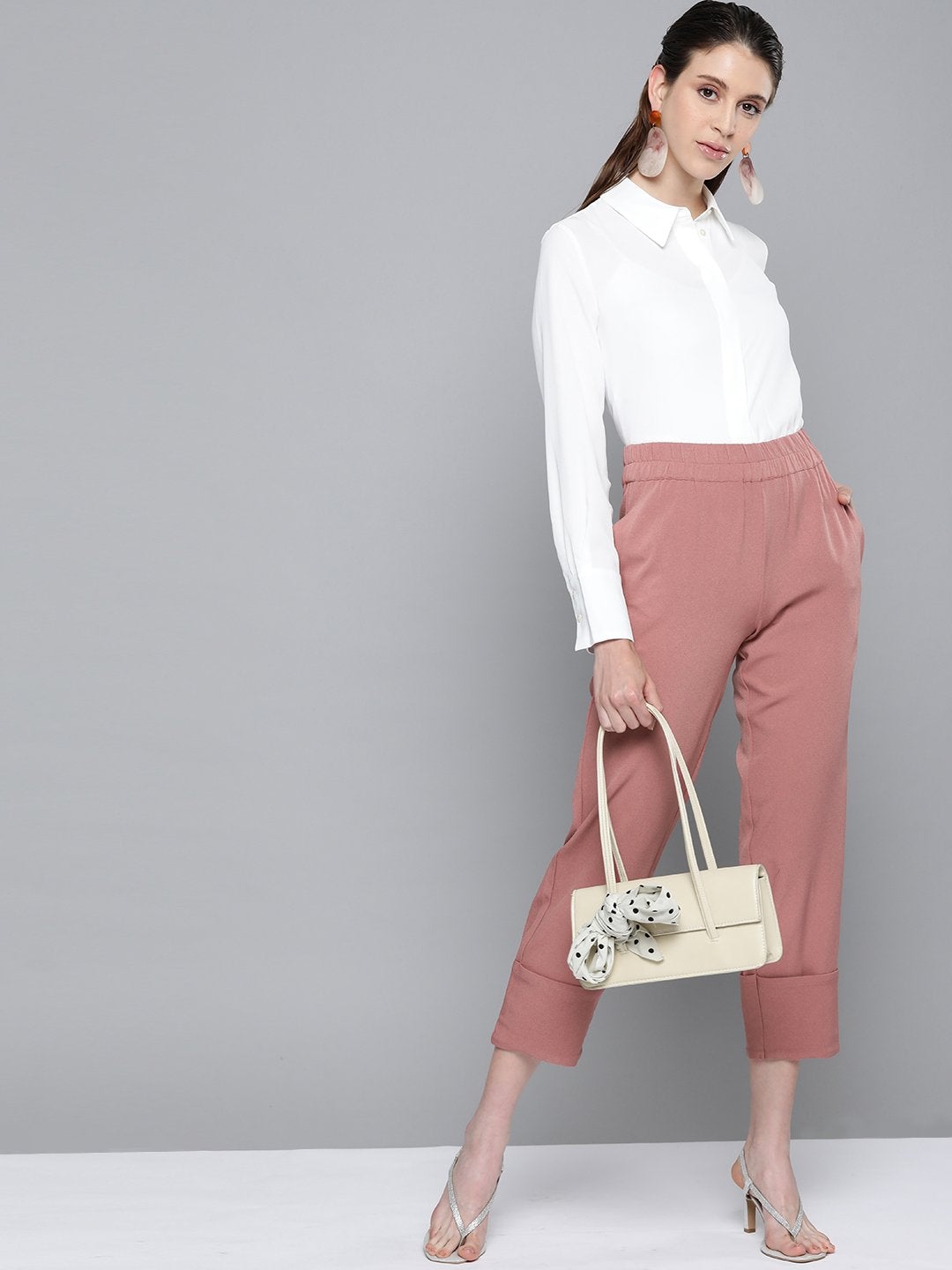 Women's Pink Roll Up Pants
