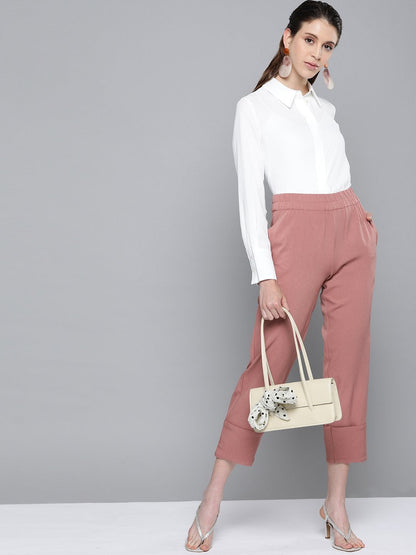 Women's Pink Roll Up Pants
