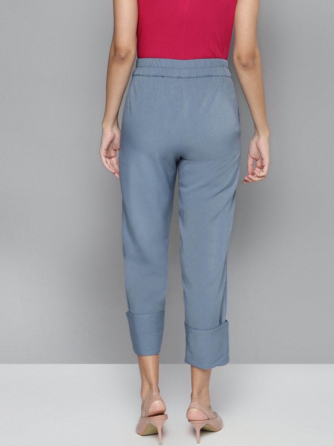 Women's Blue Roll Up Pants