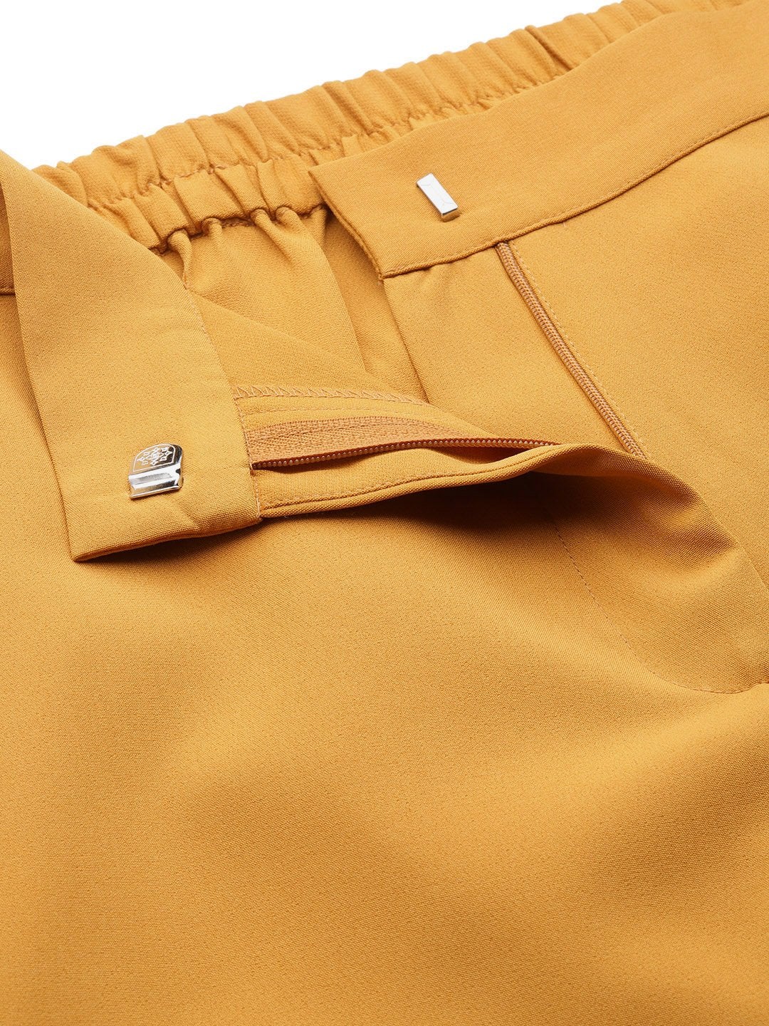 Women's Mustard Front Pleat Tapered Pants