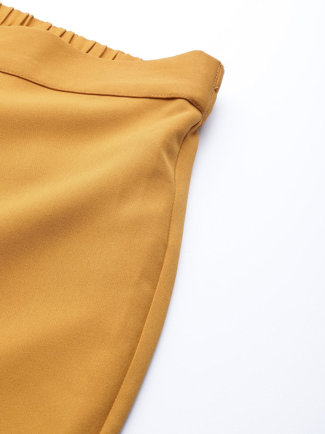 Women's Mustard Front Pleat Tapered Pants