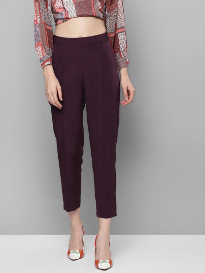 Women's Burgundy Tailored Fit Pants