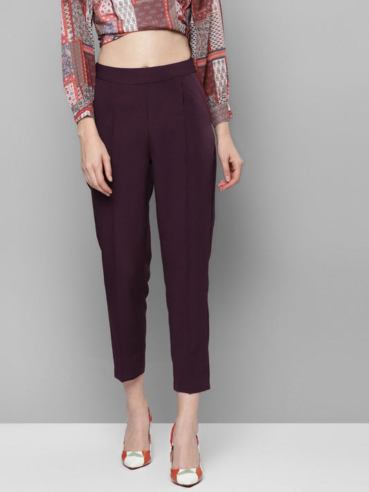Women's Burgundy Tailored Fit Pants