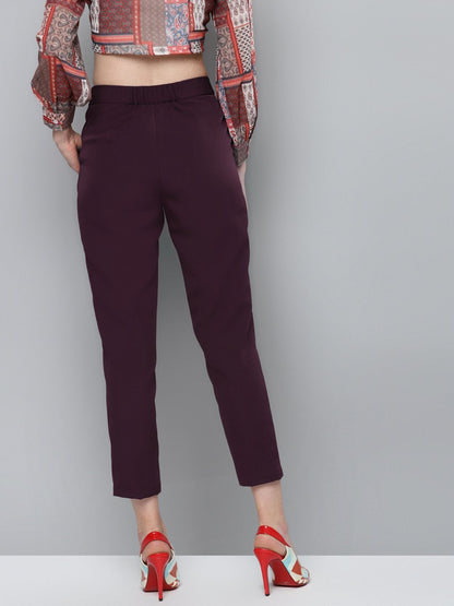 Women's Burgundy Tailored Fit Pants