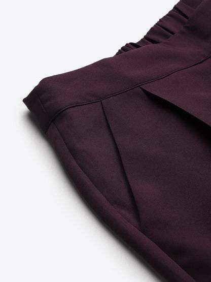 Women's Burgundy Tailored Fit Pants