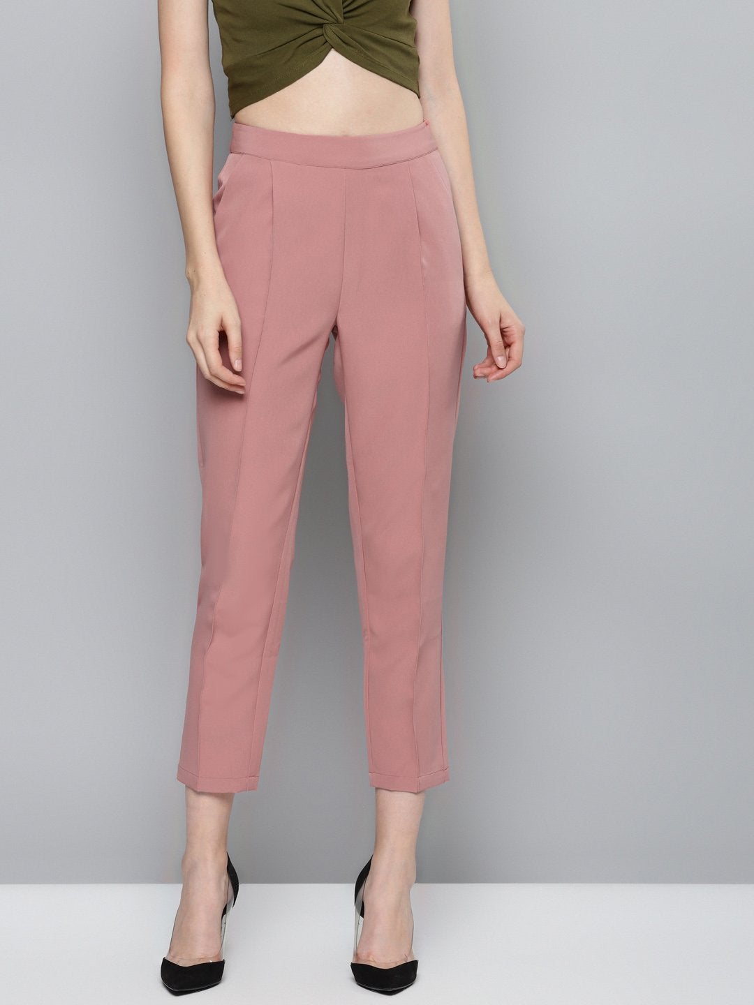 Women's Pink Tailored Fit Pants