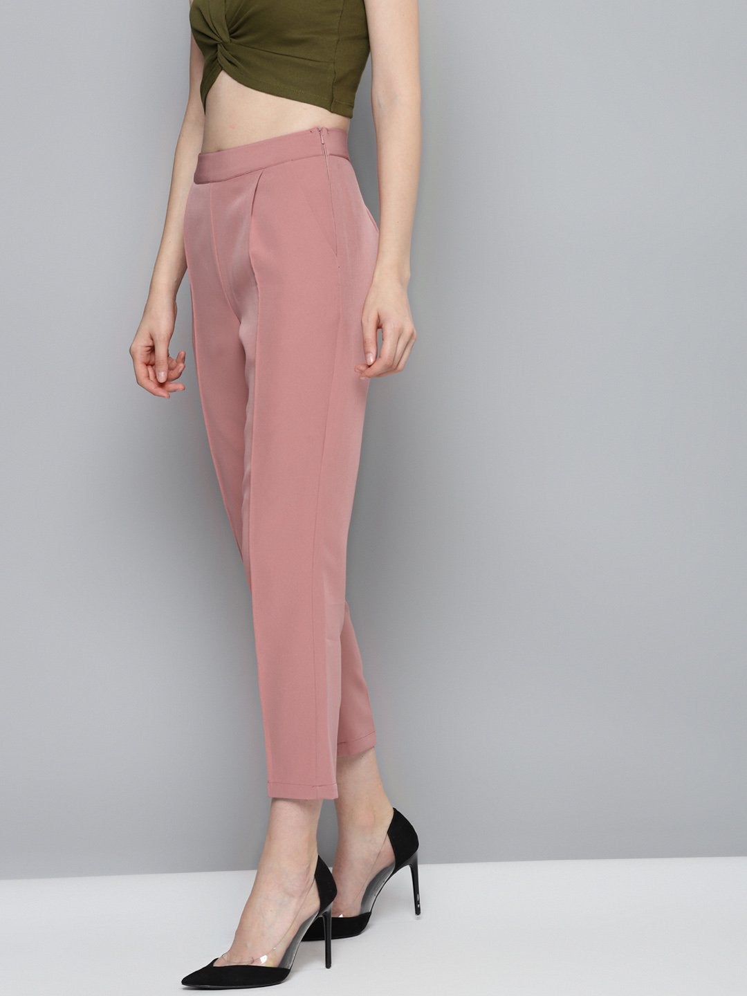 Women's Pink Tailored Fit Pants