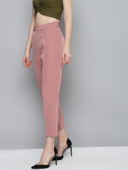 Women's Pink Tailored Fit Pants