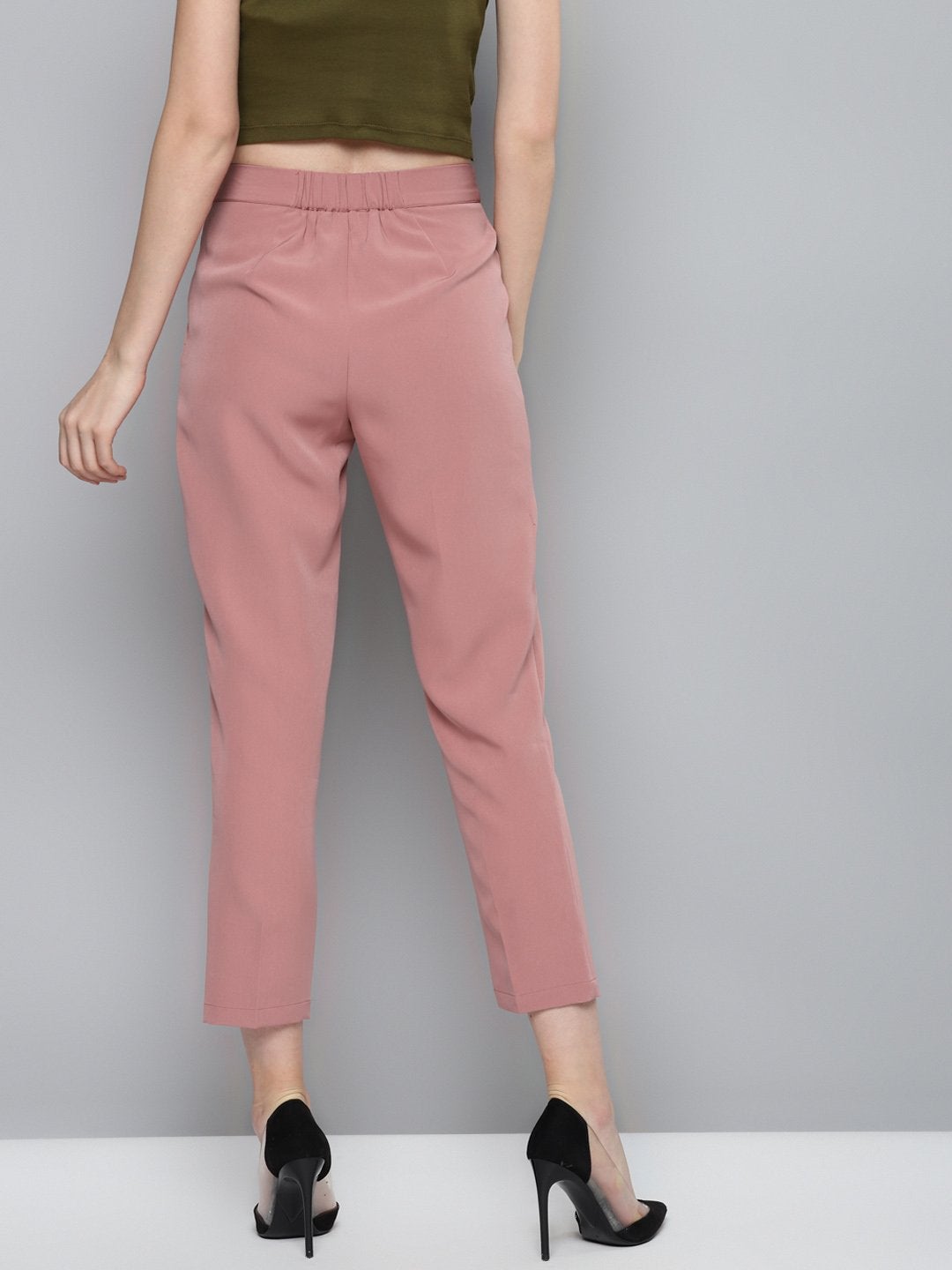 Women's Pink Tailored Fit Pants
