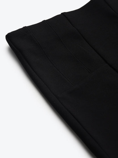 Women's Black Back Zipper High Waist Jeggings