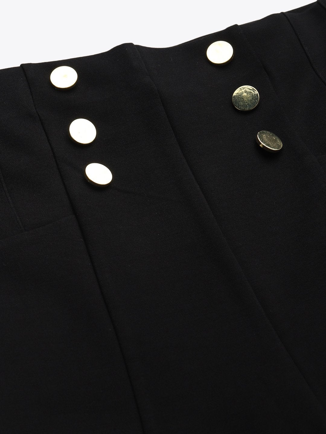 Women's Black Front Button High Waist Jeggings