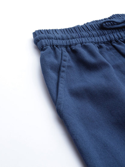 Women's Navy Side Zipper Twill Jogger Pants