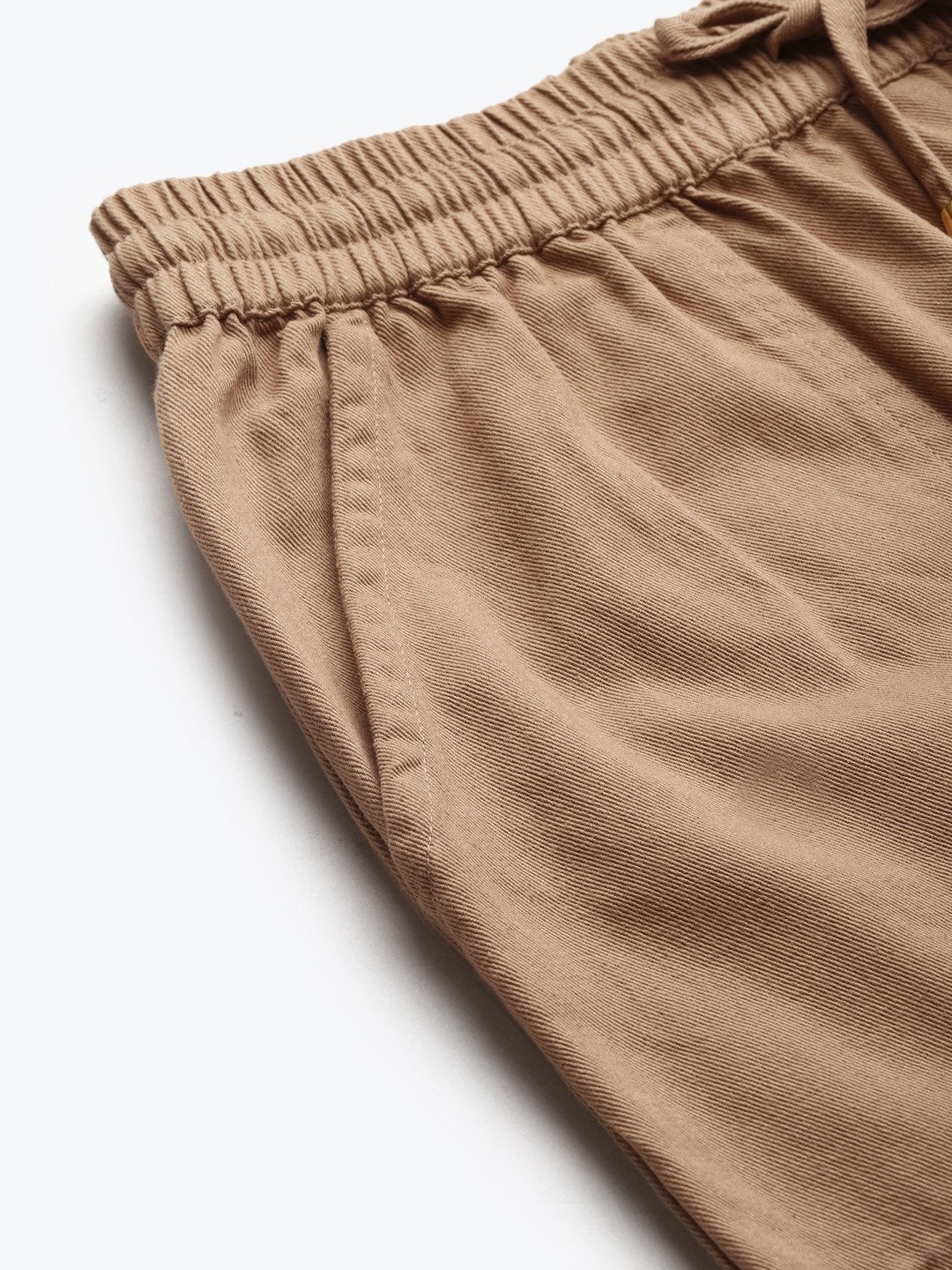 Women's Beige Side Zipper Twill Jogger Pants