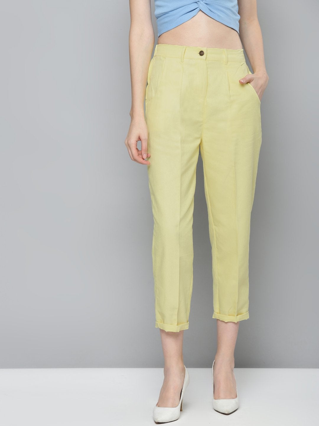 Women's Yellow Twill Straight Pants
