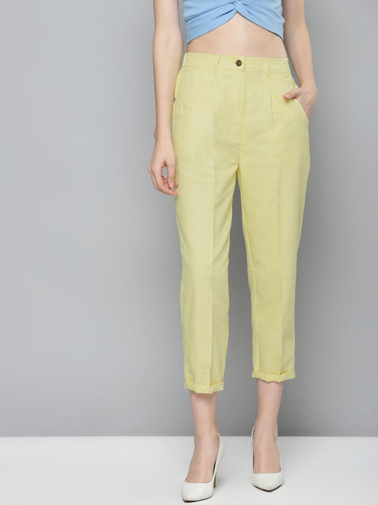 Women's Yellow Twill Straight Pants