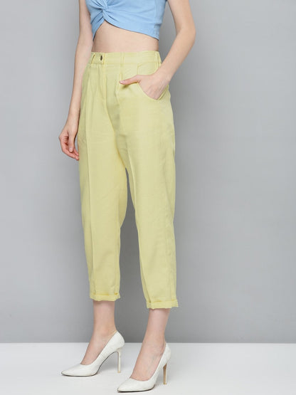 Women's Yellow Twill Straight Pants