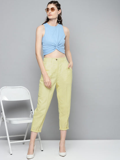 Women's Yellow Twill Straight Pants