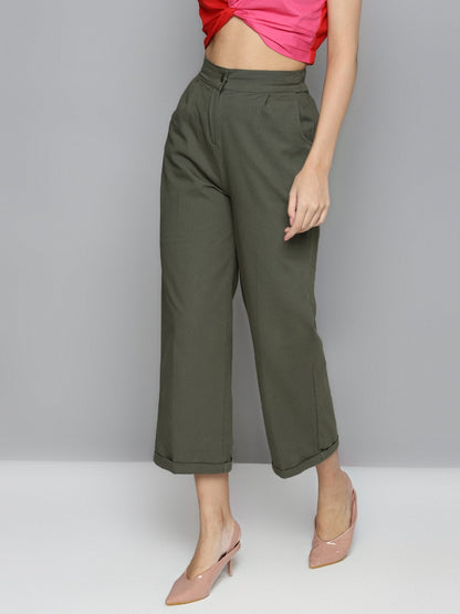 Women's Olive Twill Straight Pants