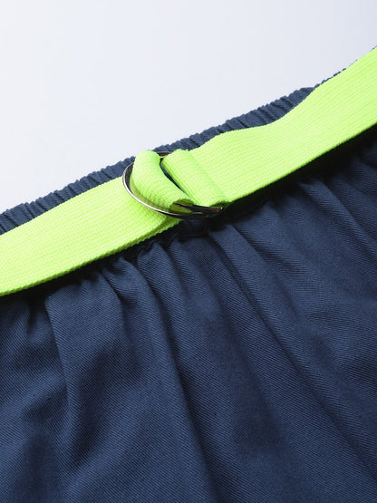Women's Navy Button Detail Twill Joggers