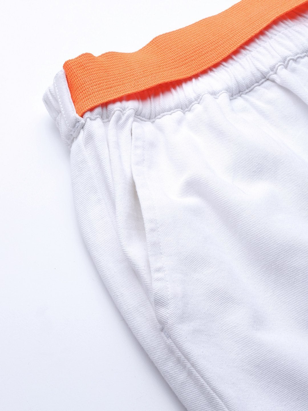 Women's White Button Detail Twill Joggers