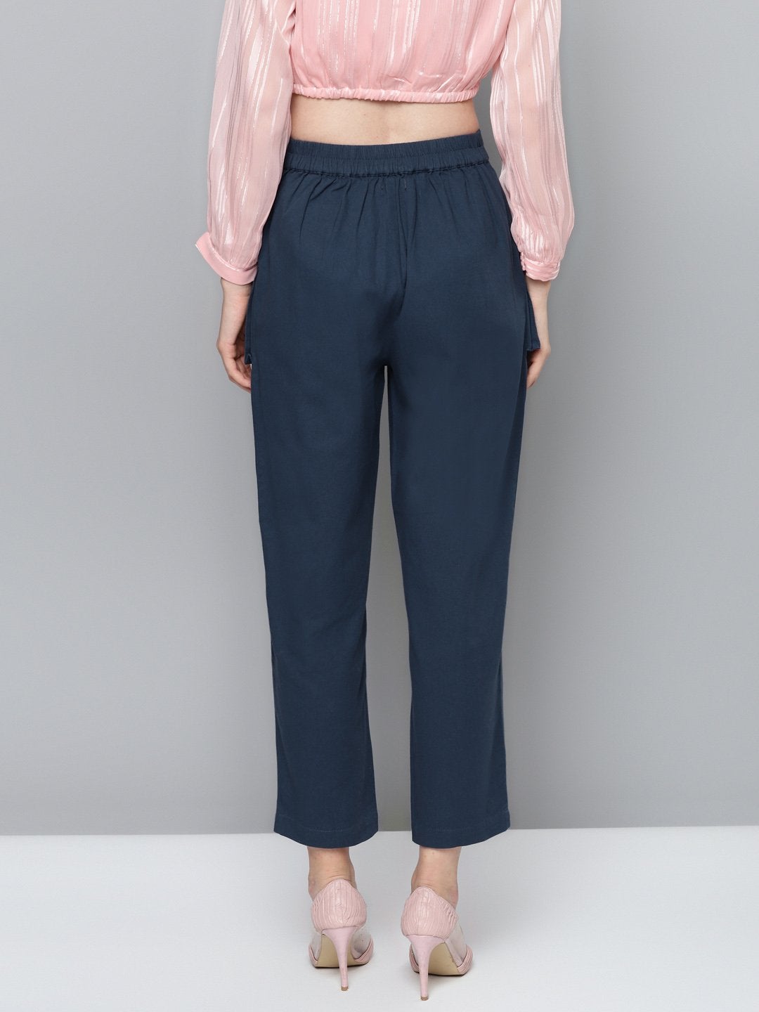 Women's Navy Big Pockets Twill Pants