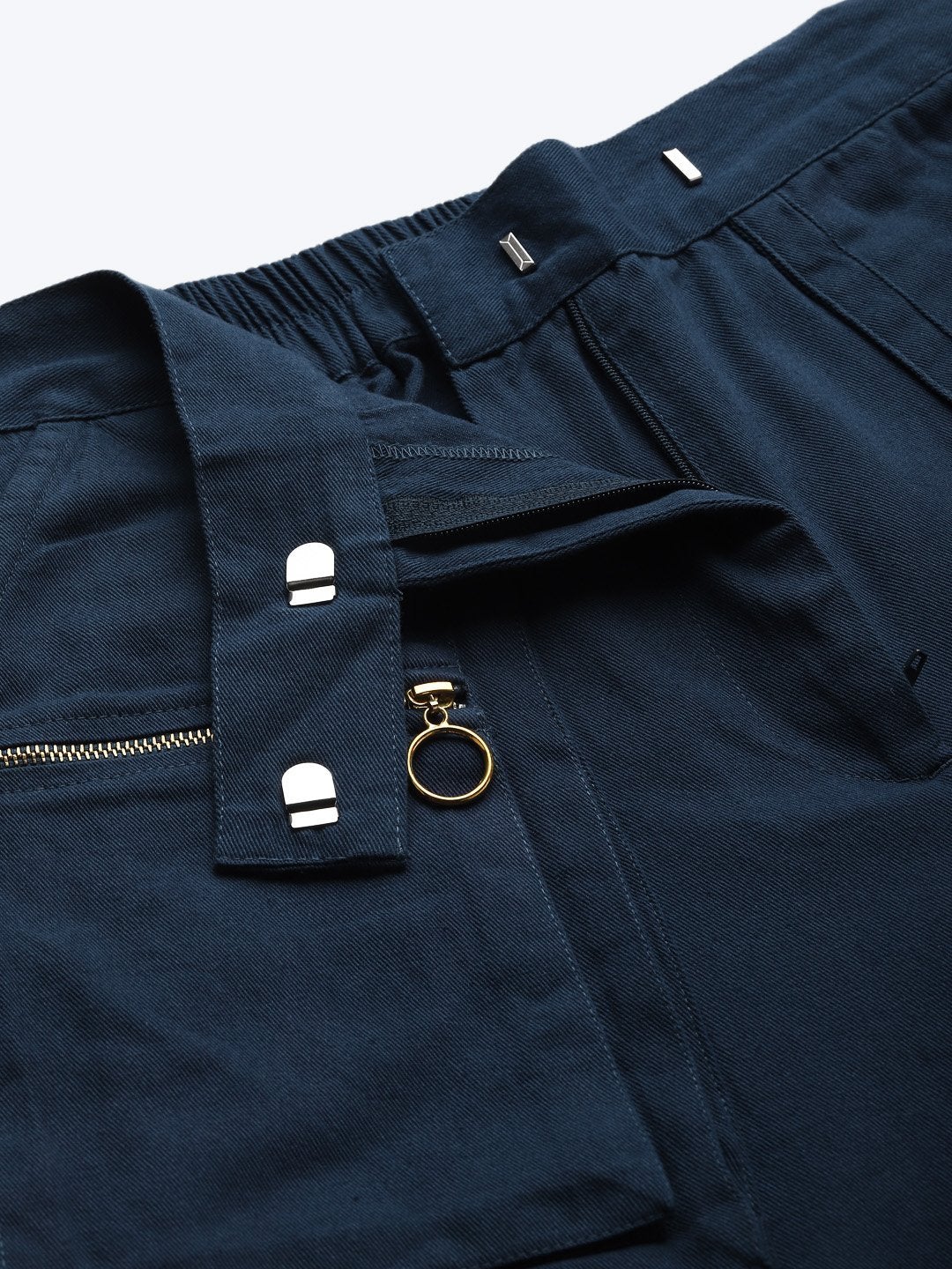 Women's Navy Big Pockets Twill Pants