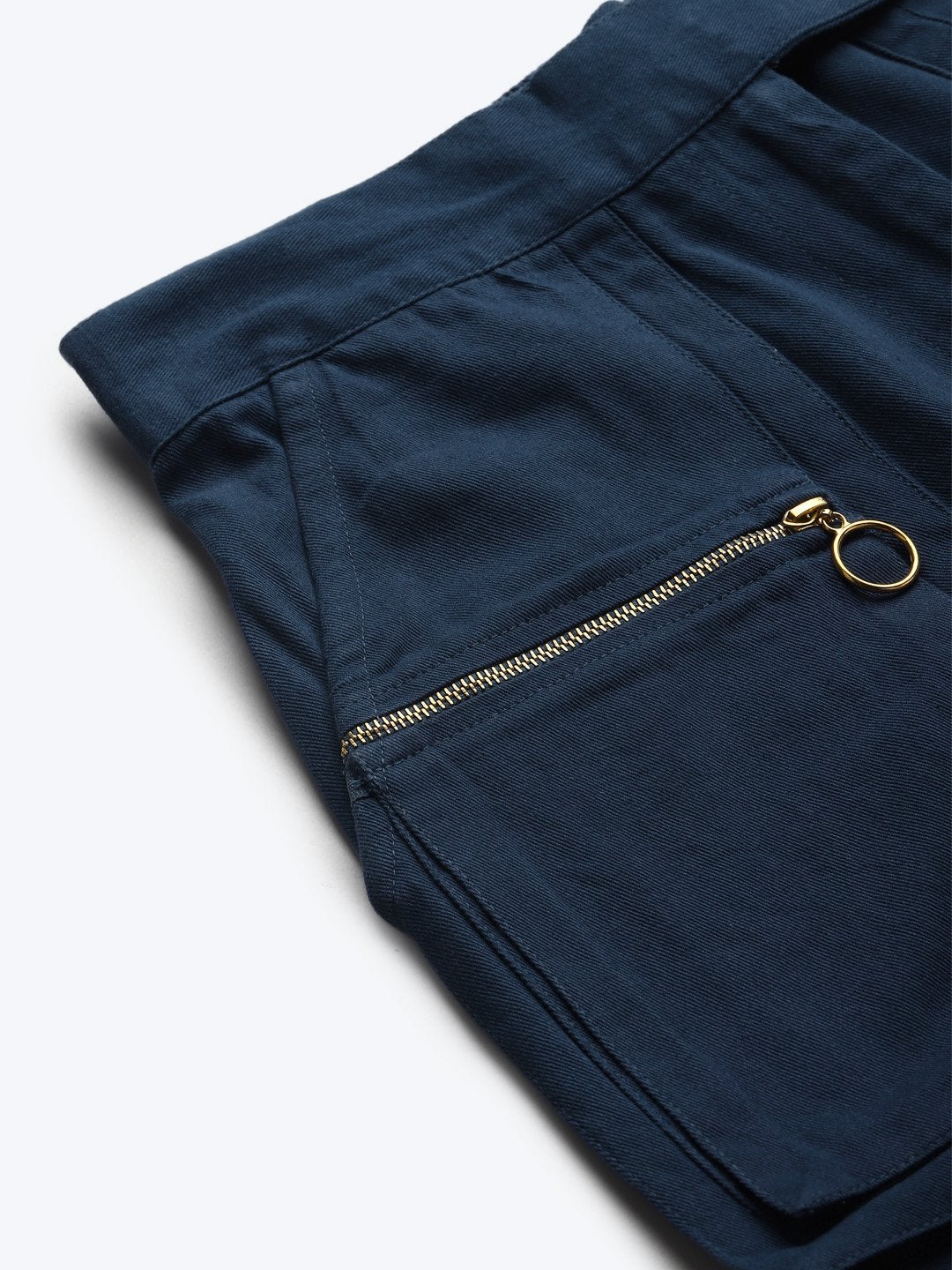 Women's Navy Big Pockets Twill Pants