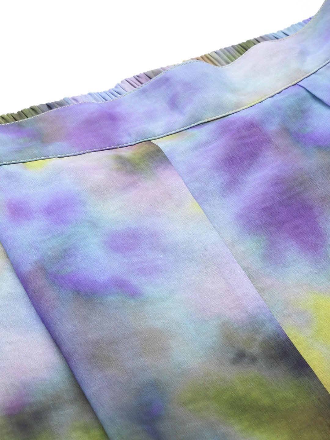 Women's Yellow & Purple Tie-Dye Print Palazzo Pants