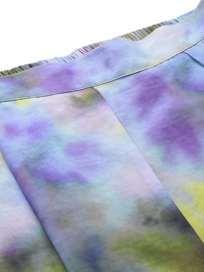 Women's Yellow & Purple Tie-Dye Print Palazzo Pants
