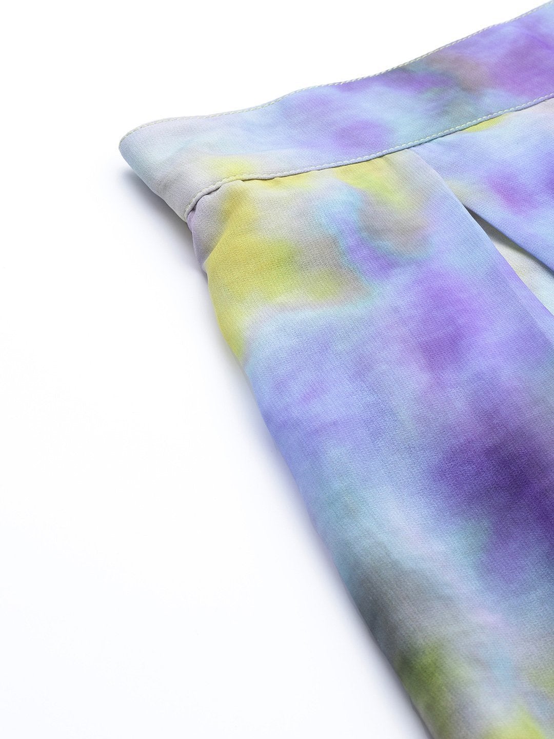 Women's Yellow & Purple Tie-Dye Print Palazzo Pants