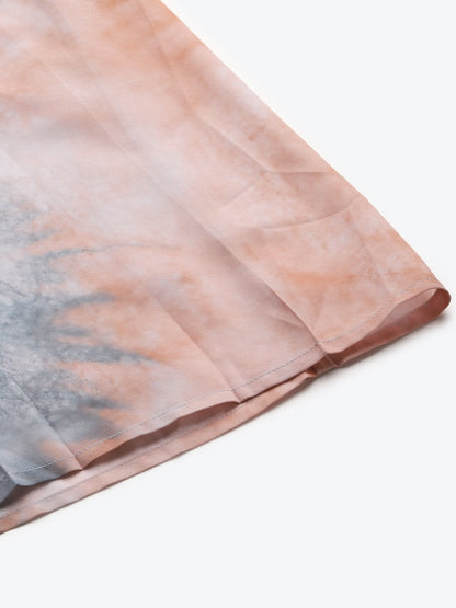 Women's Blue & Brown Tie-Dye Prin Palazzo Pants