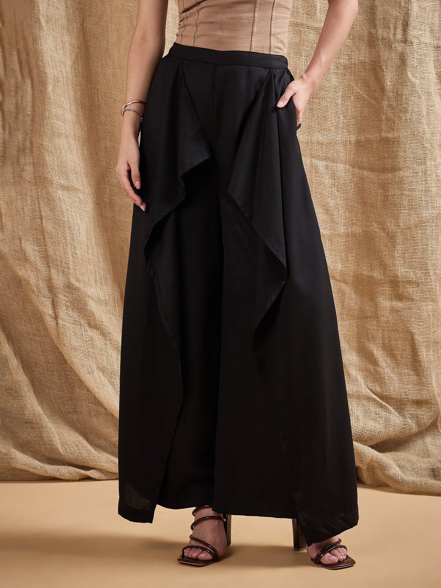 Women's Black Solid Pant