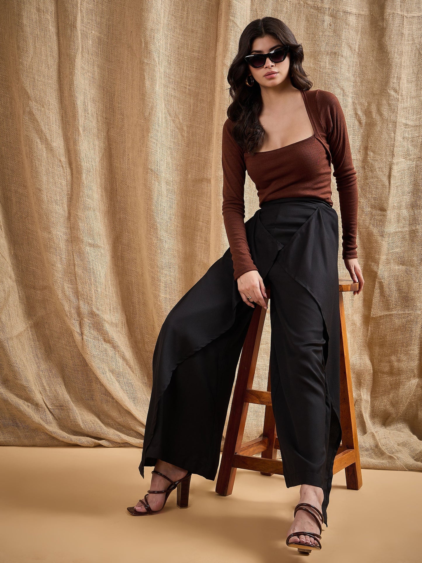Women's Black Solid Pant