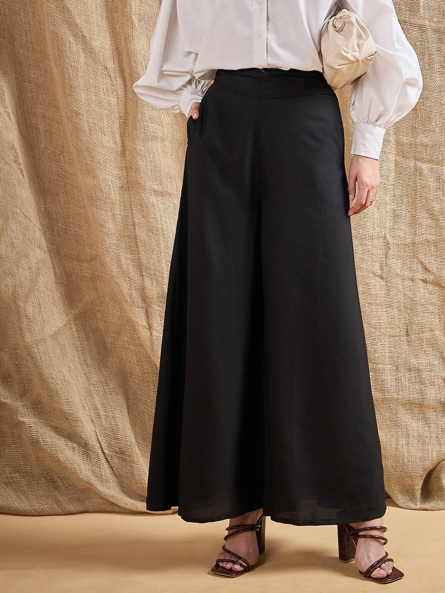 Women's Black Solid Pant