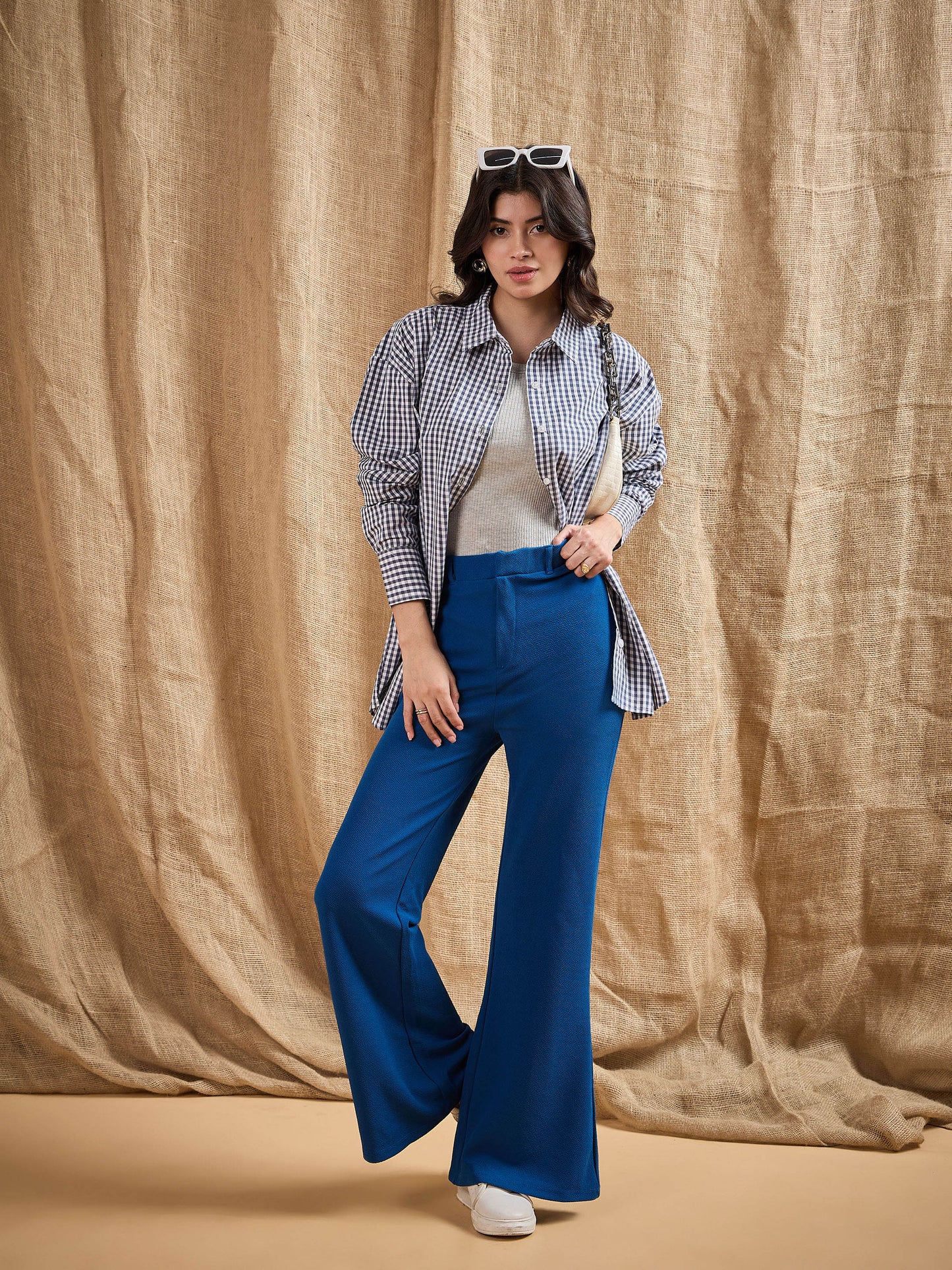 Women's Blue Solid Pant