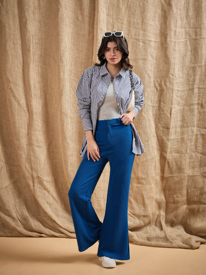 Women's Blue Solid Pant