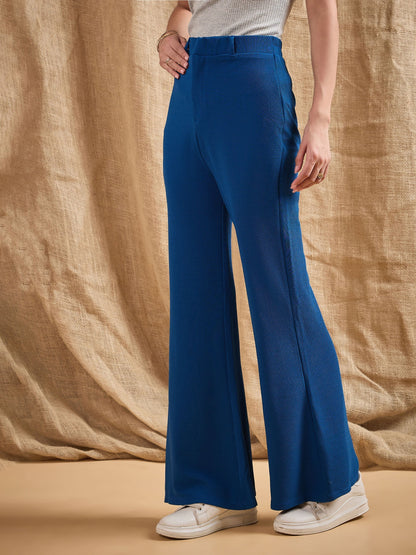 Women's Blue Solid Pant