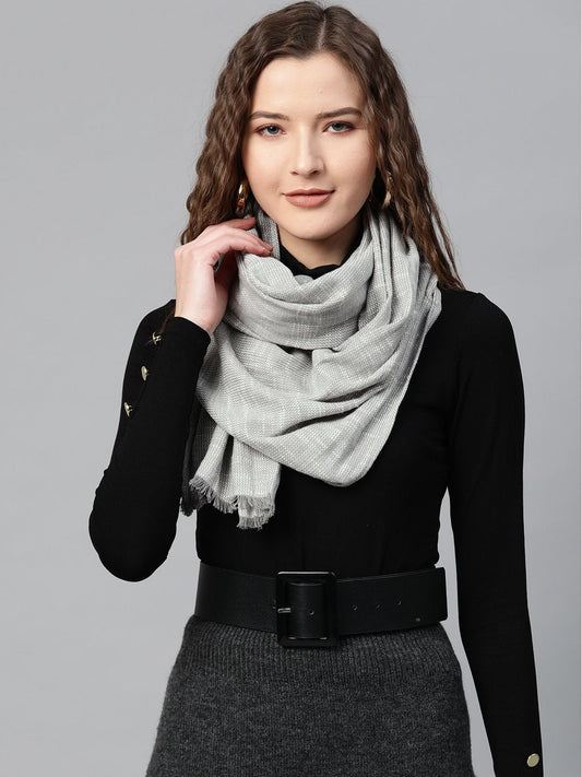 Women's Grey Poly Wool Stole