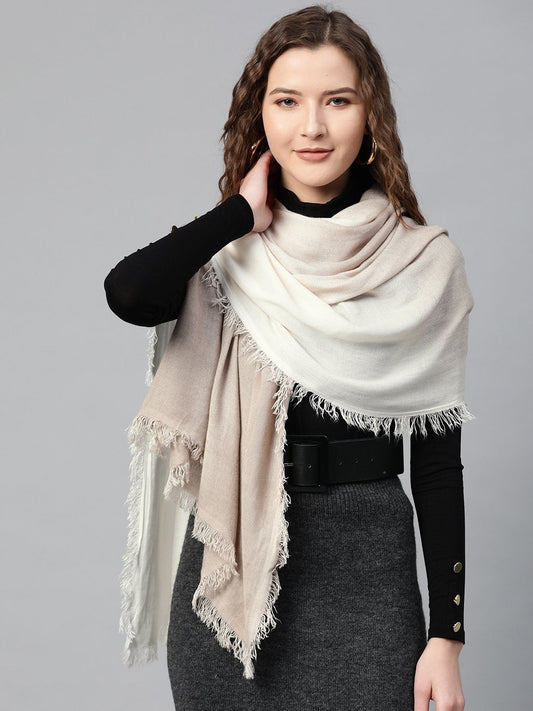 Women's Cream Ombre Poly Wool Stole
