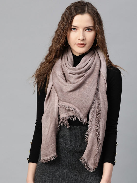 Women's Peach Square Poly Wool Stole