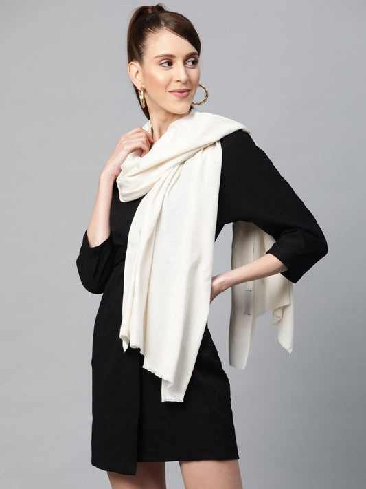 Women's Off White Recycled Poly Cotton Brushed Stole