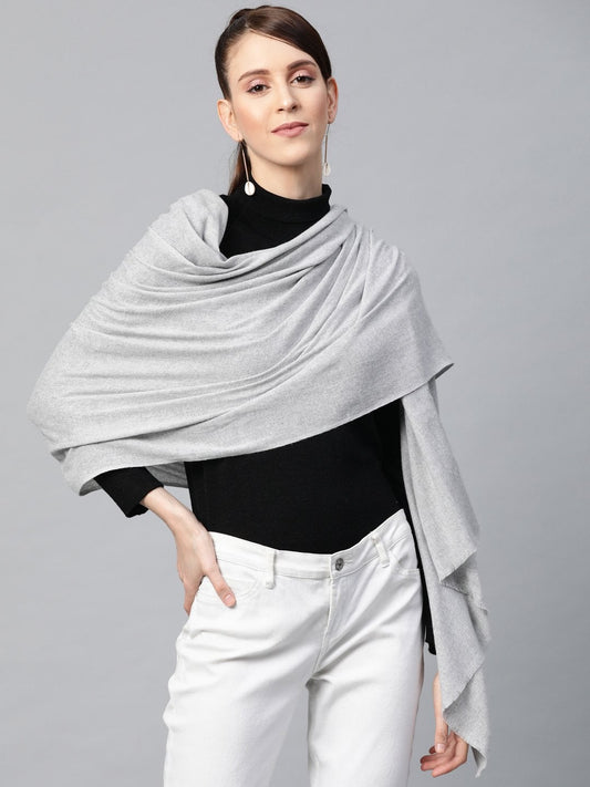 Women's Light Grey Recycled Poly Cotton Brushed Stole