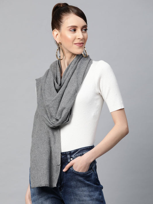 Women's Dark Grey Recycled Poly Cotton Brushed Stole